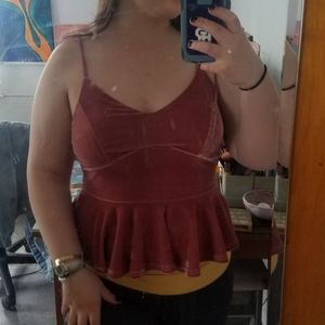 Velvet tank top peplum